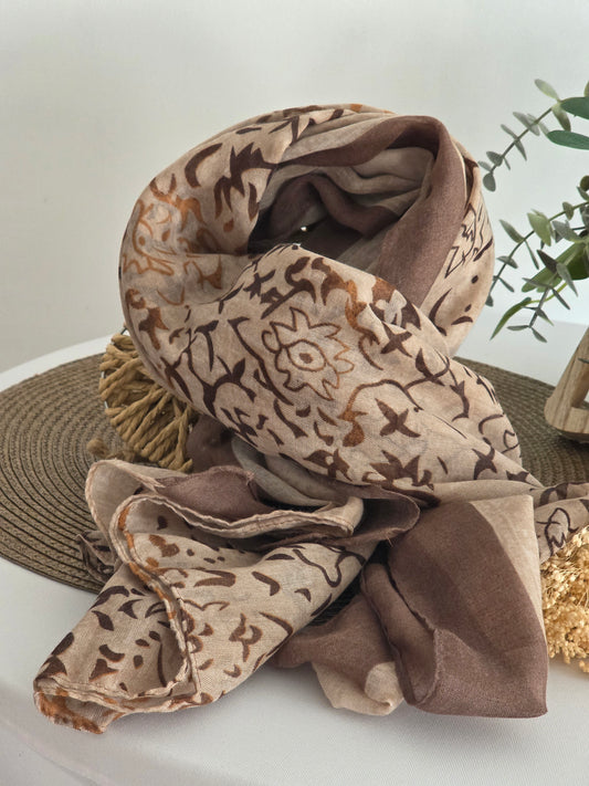 Foulard Femme Automne-Hiver Beige et Marron