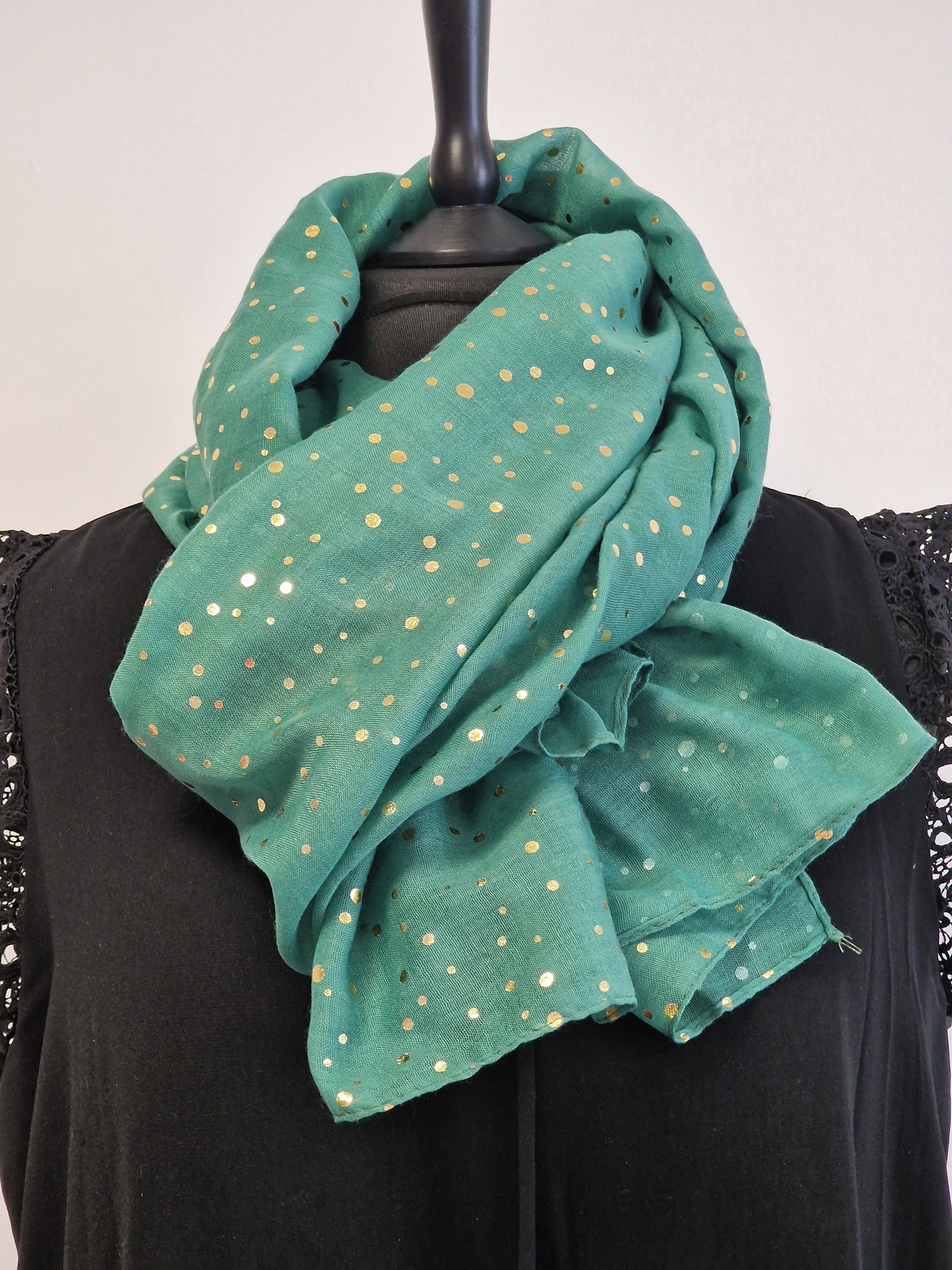 Foulard Femme Printanier Vert Point Doré