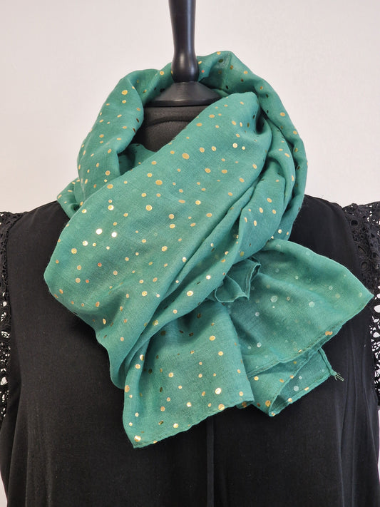 Foulard Femme Printanier Vert Point Doré
