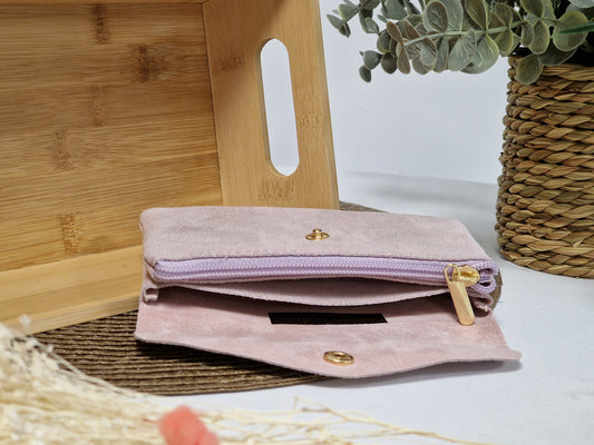 Porte Monnaie Cuir Irisé Rose