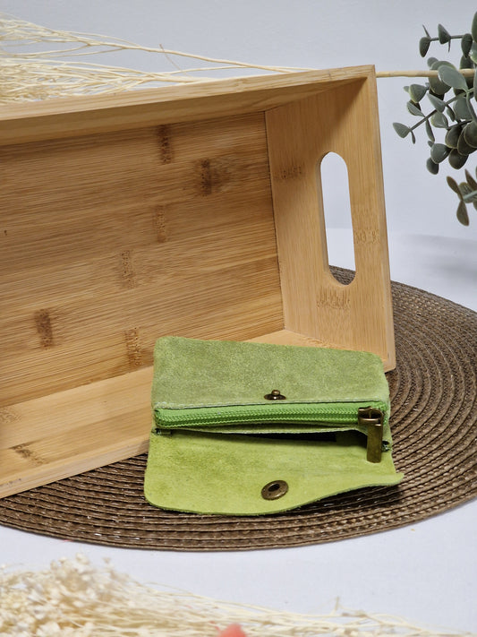 Petit Porte Monnaie Cuir Irisé Vert Pomme