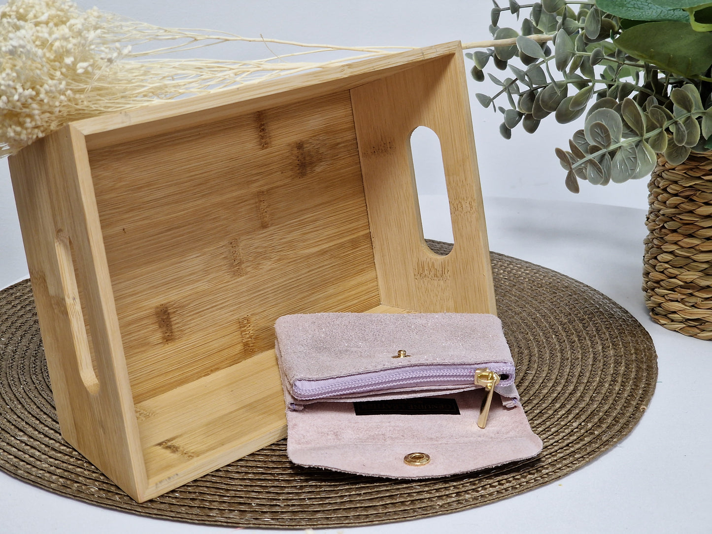 Small Iridescent Pink Leather Coin Purse