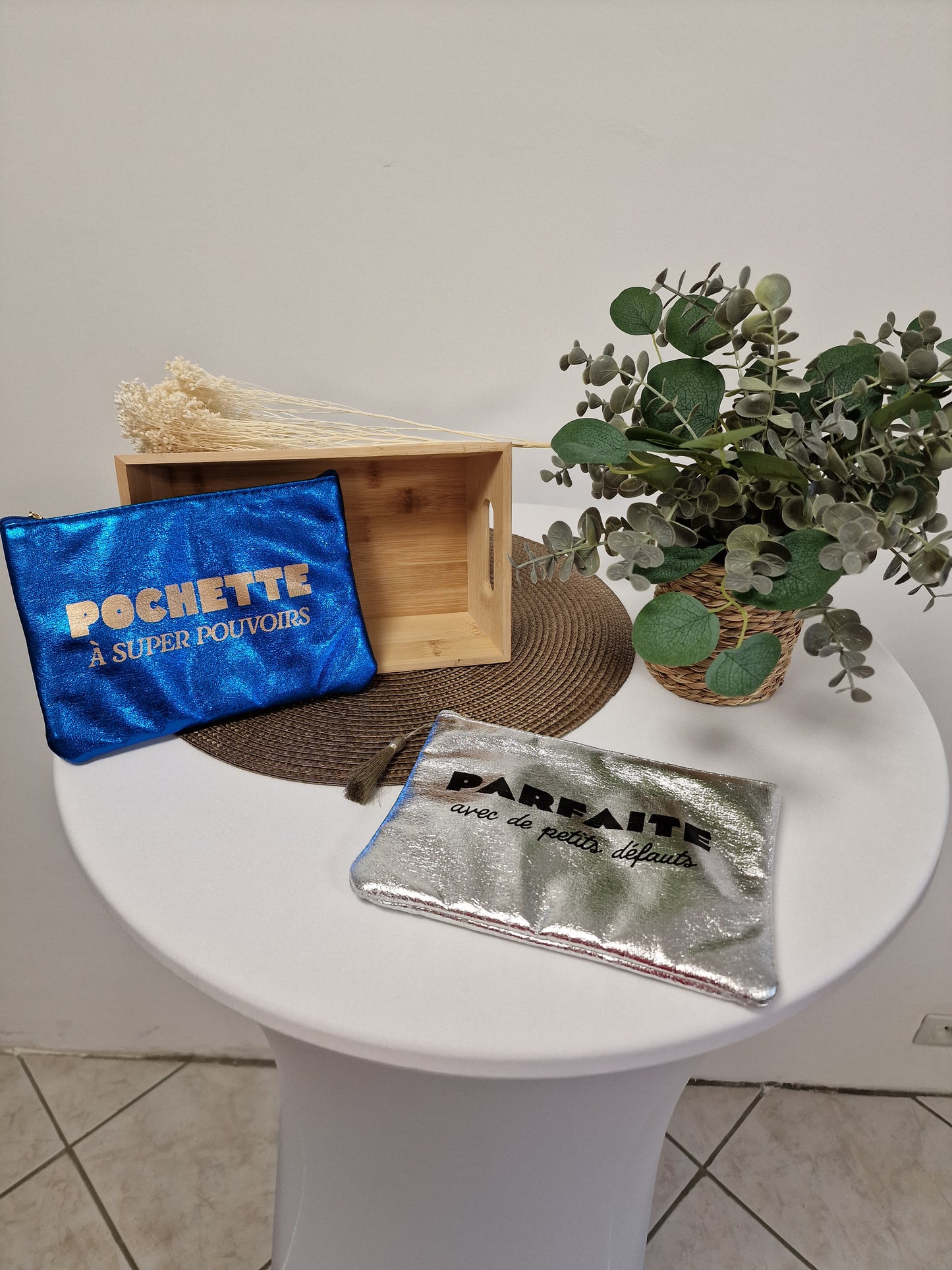 Les Pochettes à Message Bleu Effet Brillant