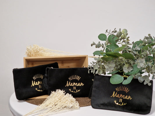 Pochette " Meilleure Maman du Monde " Noir