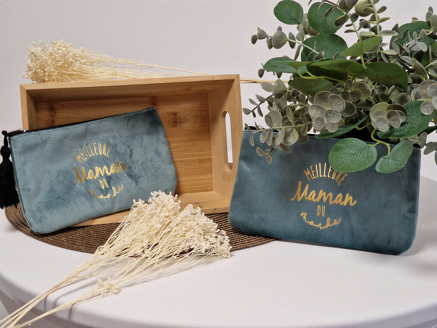 Pochette " Meilleure Maman du Monde " Bleu