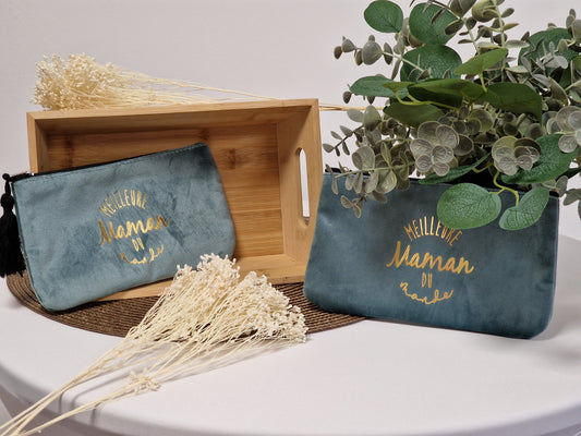 Pochette " Meilleure Maman du Monde " Bleu