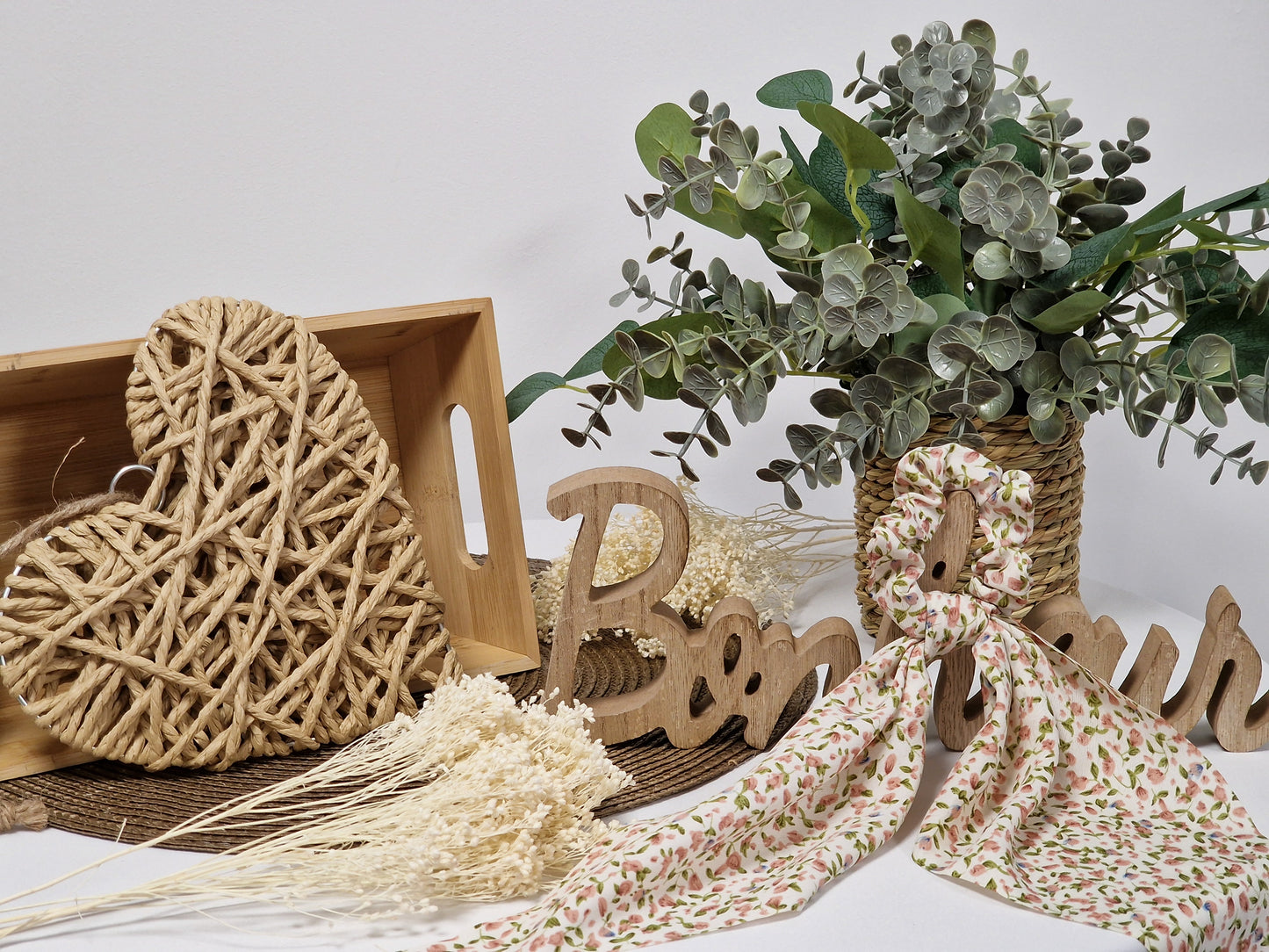 Les Accessoires à Cheveux - Chouchou Foulard Floral Beige