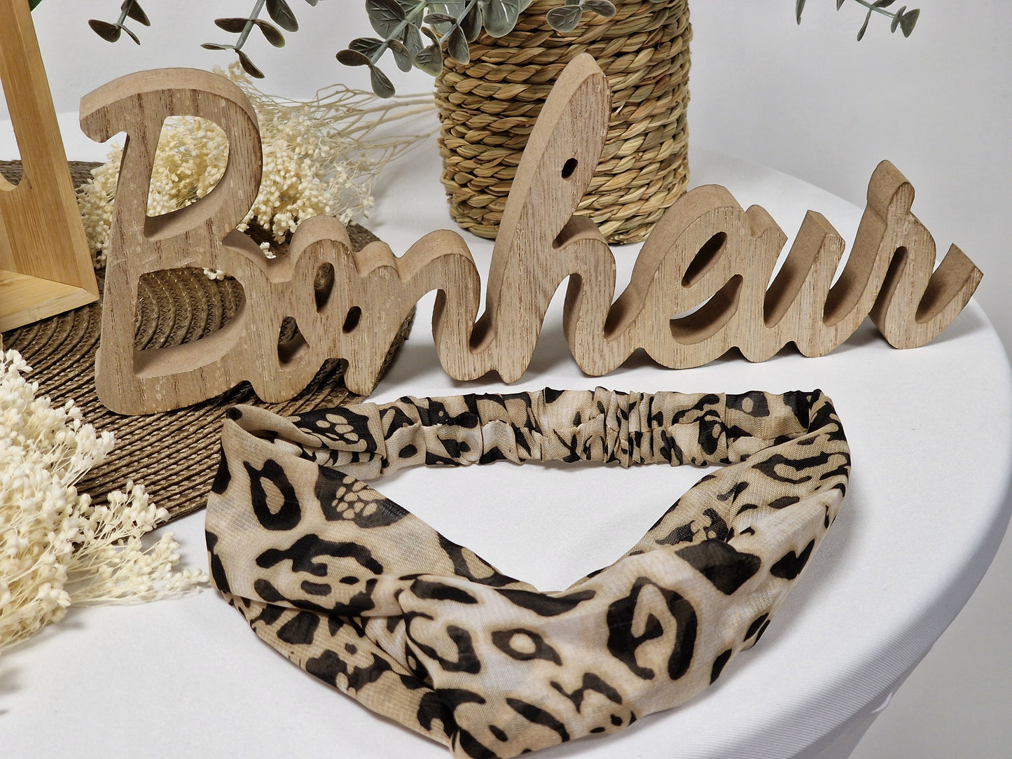 Les Accessoires à Cheveux - Bandeau Croisé Beige Noir