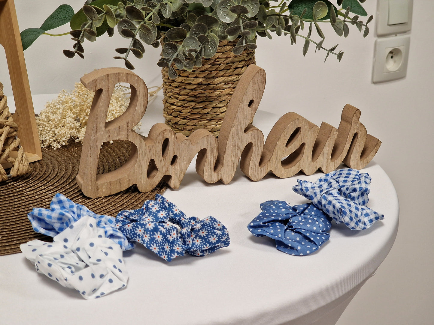 Les Accessoires à Cheveux - Lots de 5 Chouchous Bleu Azur et Blanc