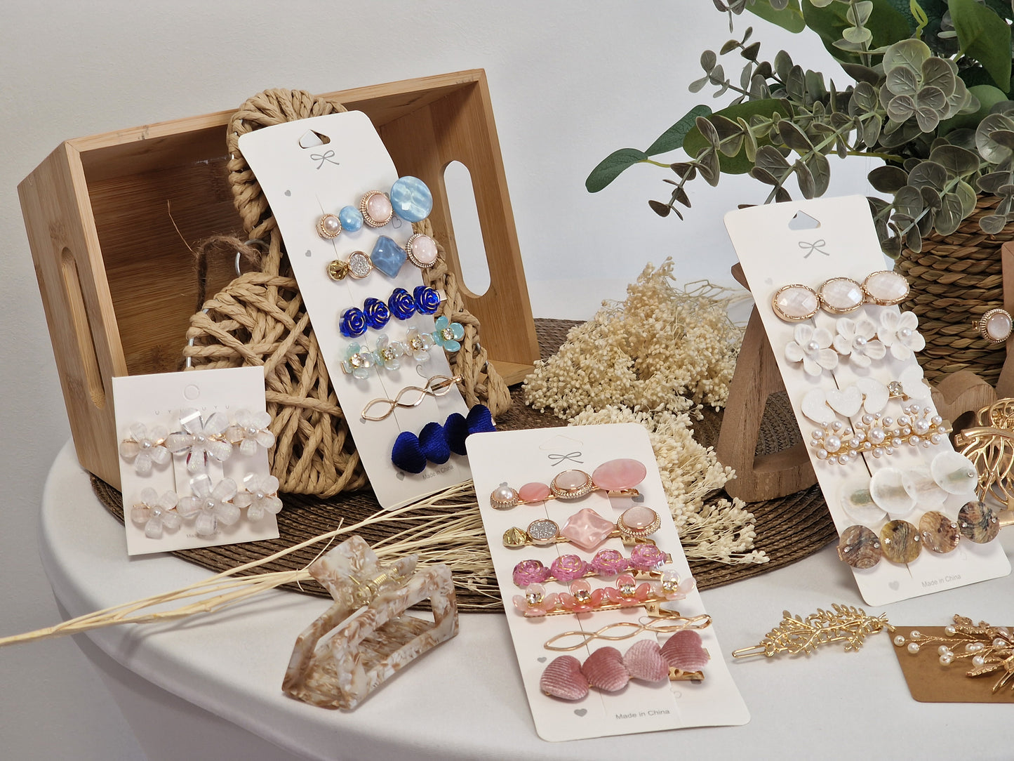 Les Accessoires à Cheveux - Lots Pinces Blanc Dorée