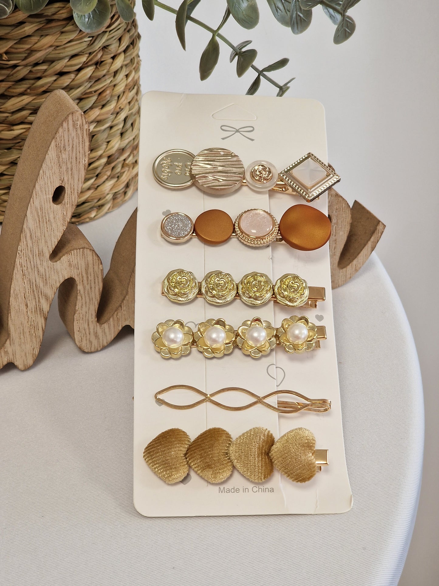 Les Accessoires à Cheveux - Lots Pince Marron Dorée
