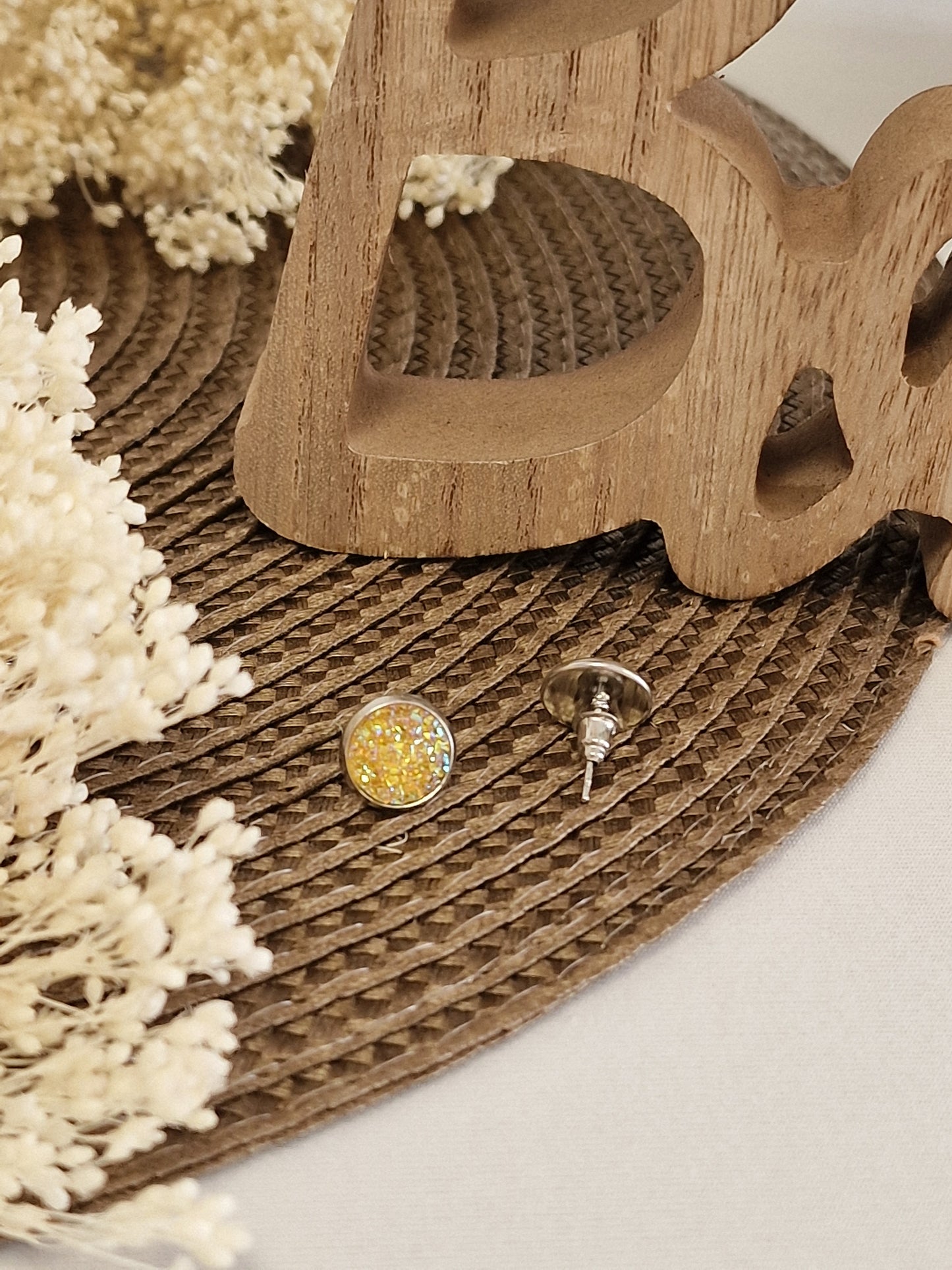 Notre Collection de Bijoux - Boucle d'Oreille Clous Jaune