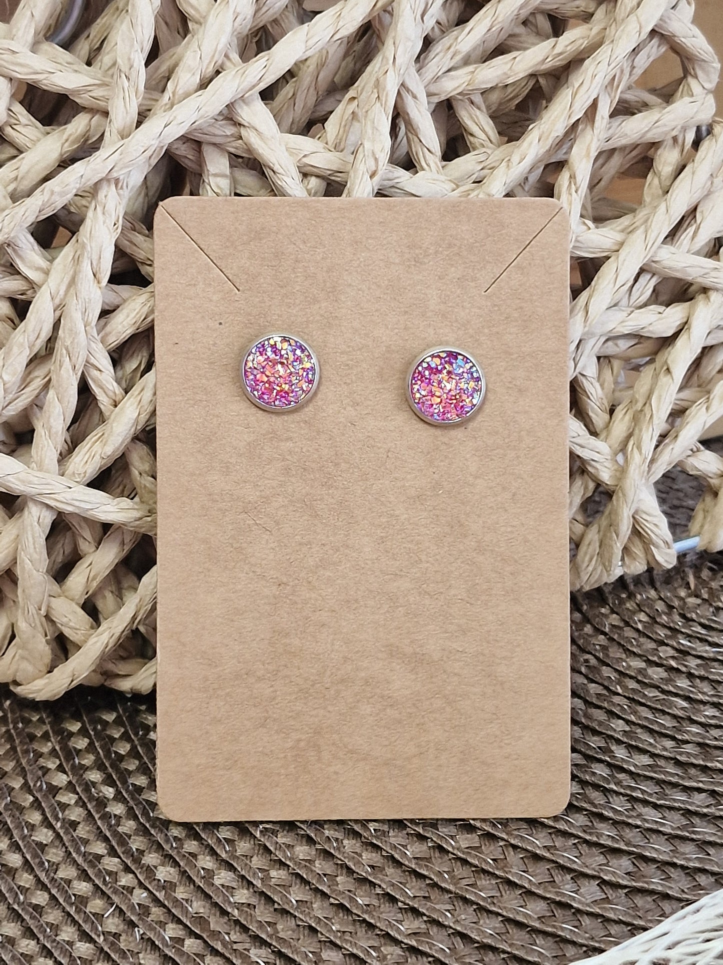 Notre Collection de Bijoux - Boucle d'Oreille Clous Rose