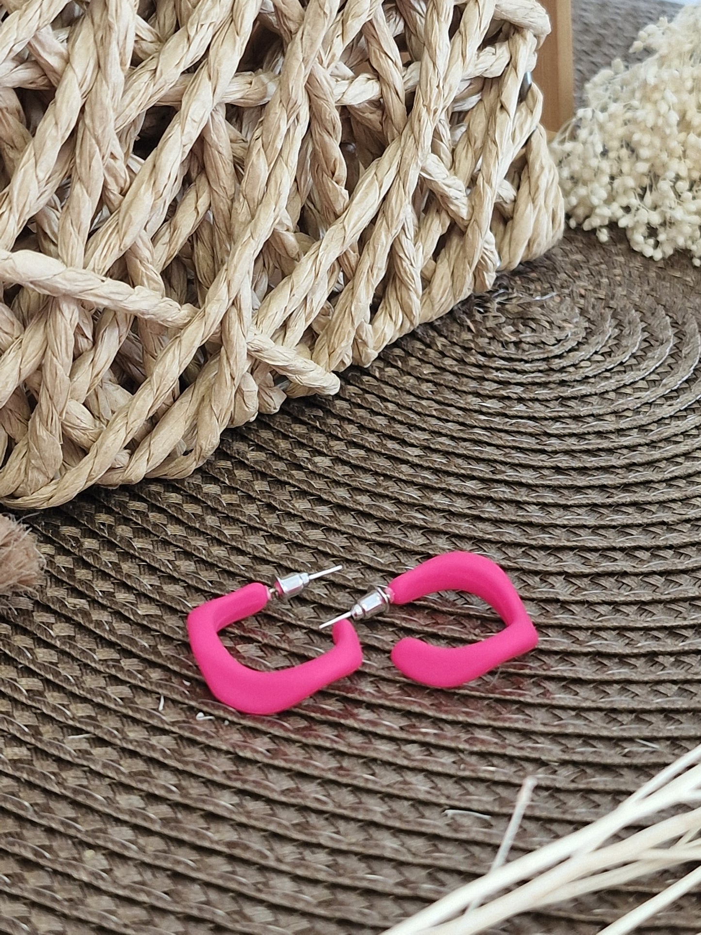 Notre Collection de Bijoux - Boucle d'Oreille Créole Fuchsia