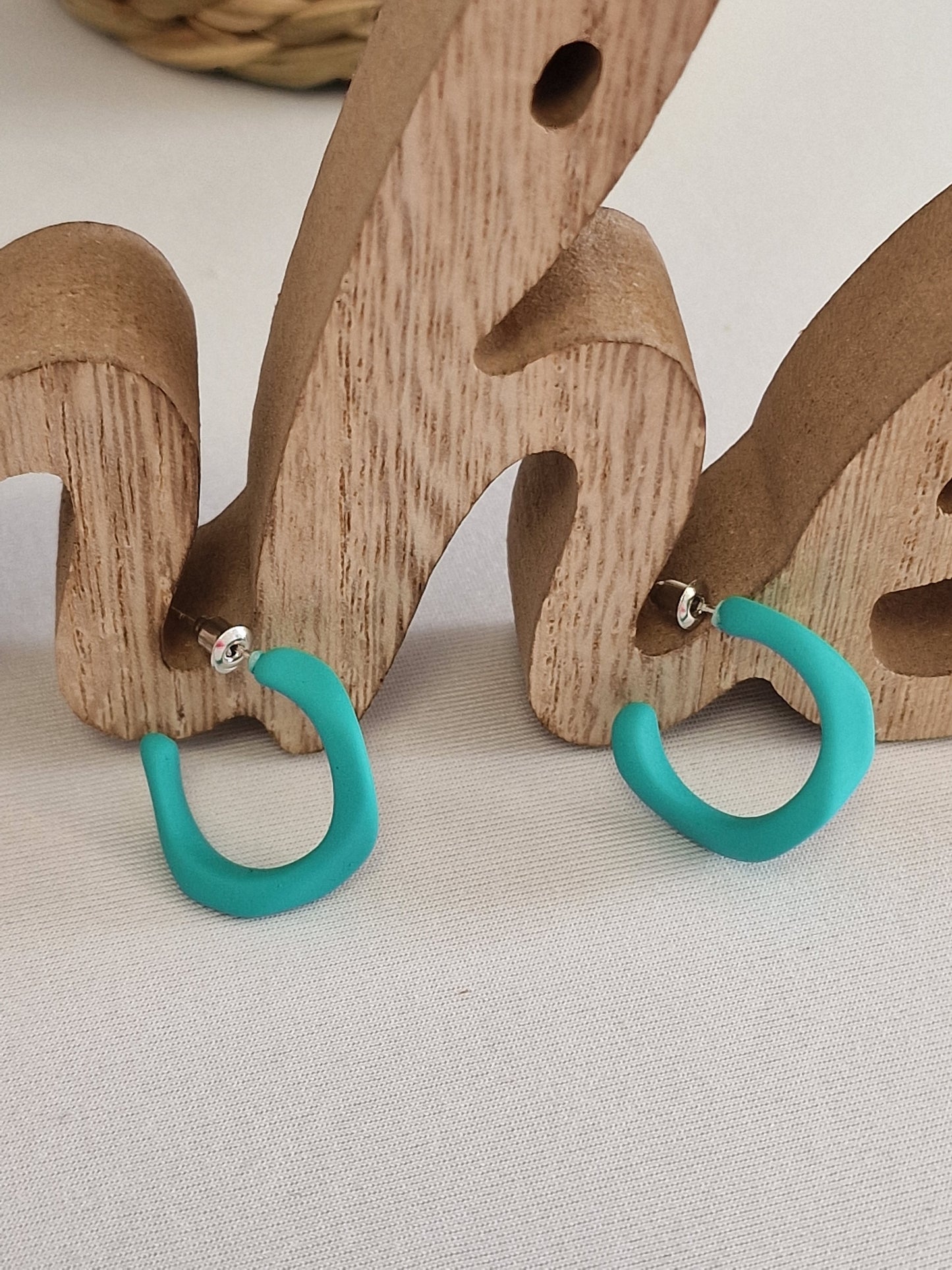 Notre Collection de Bijoux - Boucle d'Oreille Créole Bleu Turquoise