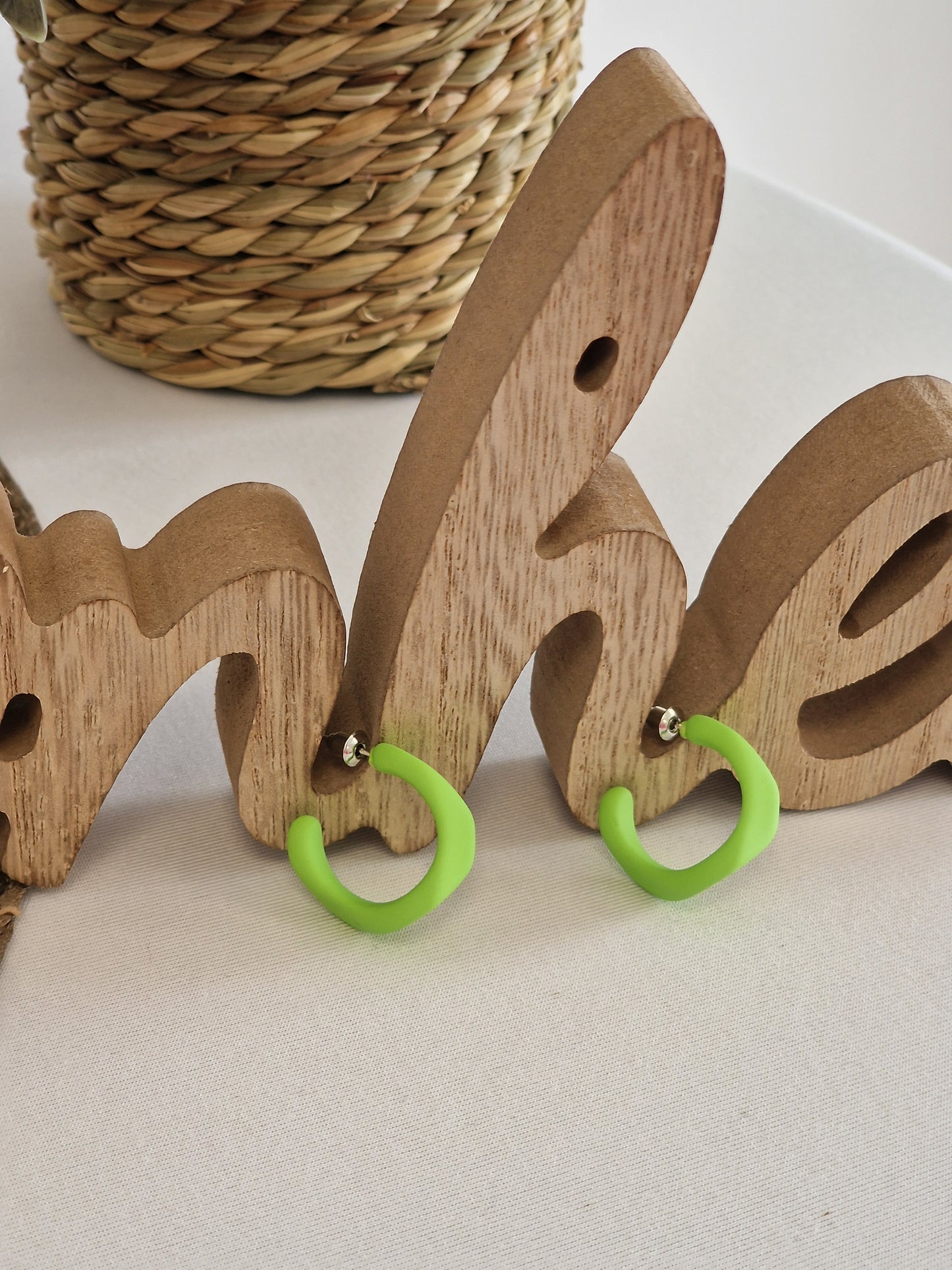 Notre Collection de Bijoux - Boucle d'Oreille Créole Vert Pomme