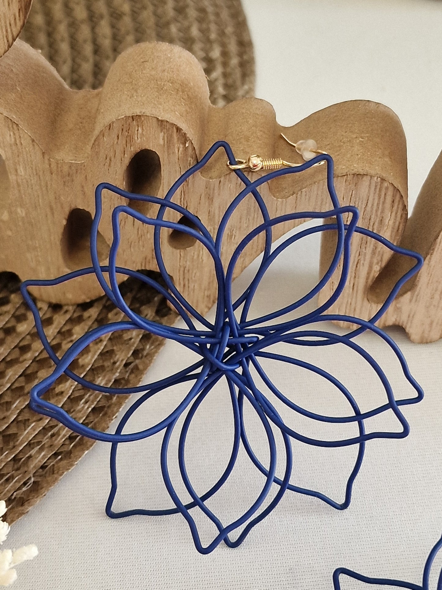 Notre Collection de Bijoux - Boucle d'Oreille Fleur Tropical Bleu