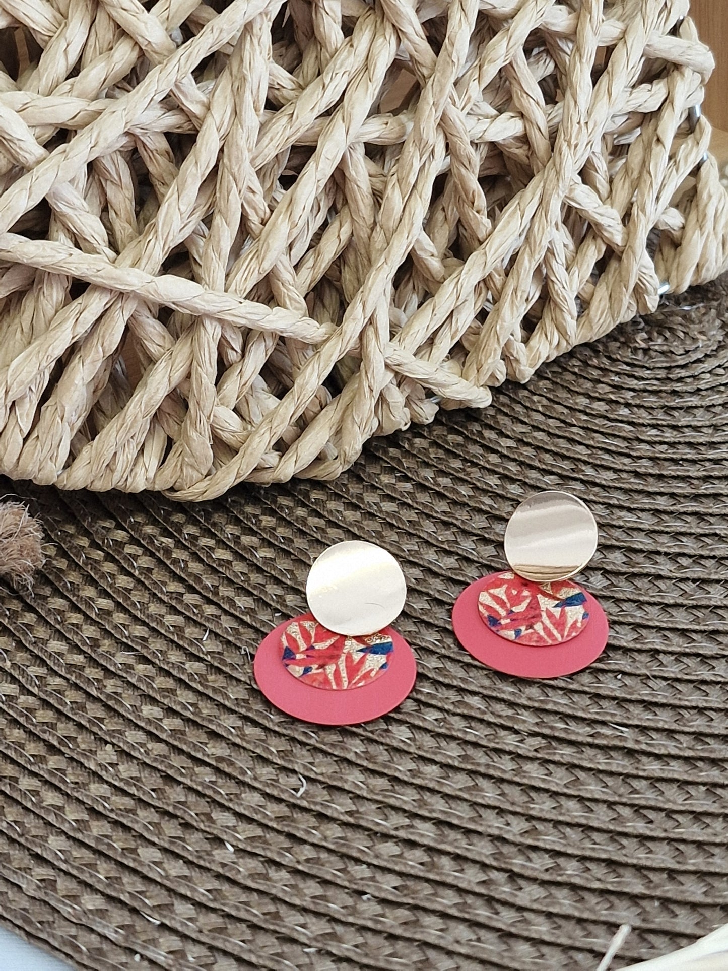 Notre Collection de Bijoux - Boucle d'Oreille Fantaisie Corail