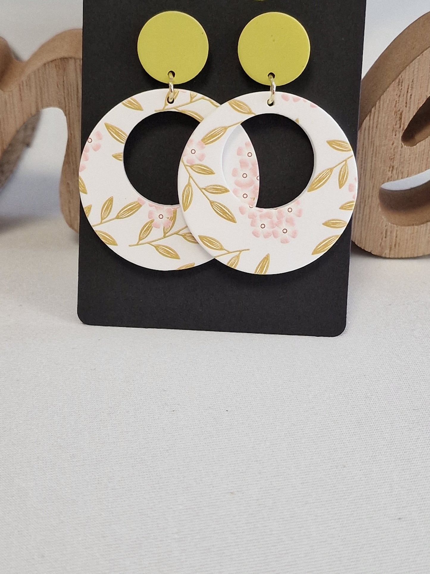 Notre Collection de Bijoux - Boucle d'Oreille Motif Feuille Vert