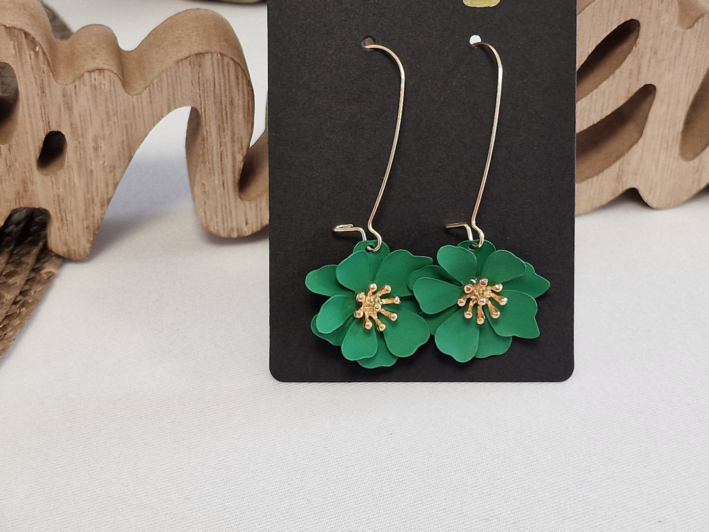 Notre Collection de Bijoux - Boucle d'Oreille Fleur Vert