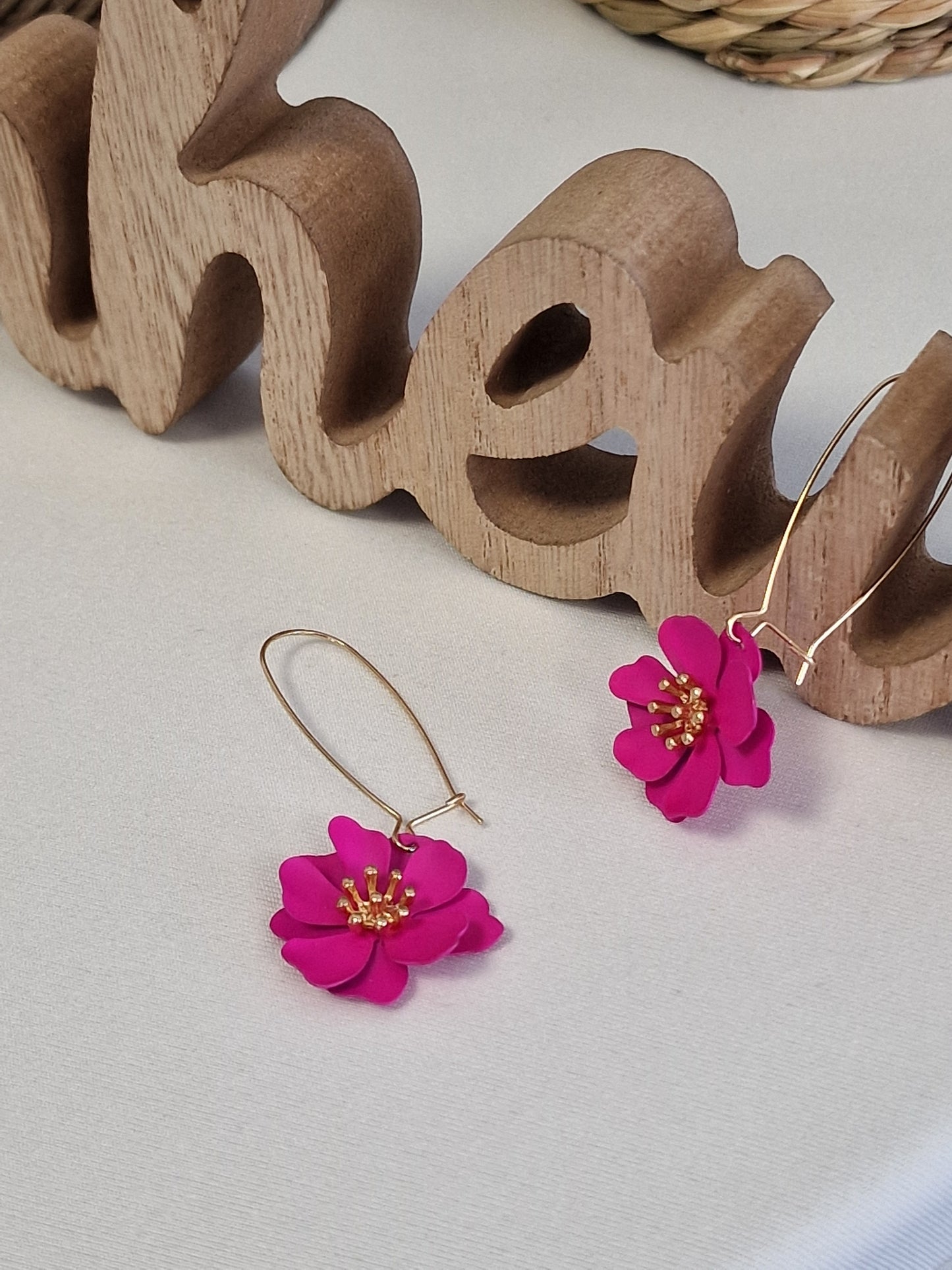 Notre Collection de Bijoux - Boucle d'Oreille Fleur Rose
