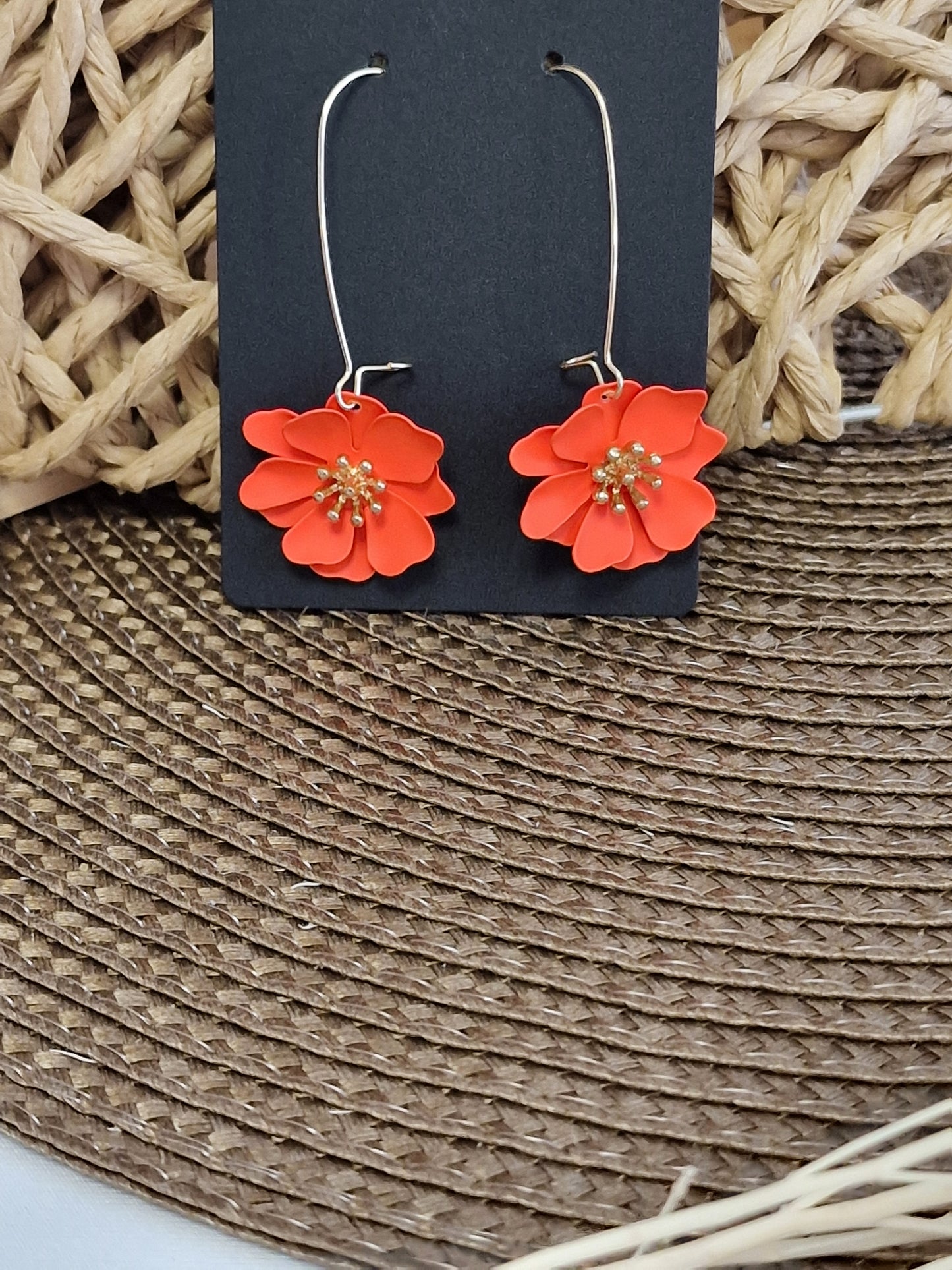 Notre Collection de Bijoux - Boucle d'Oreille Fleur Orange
