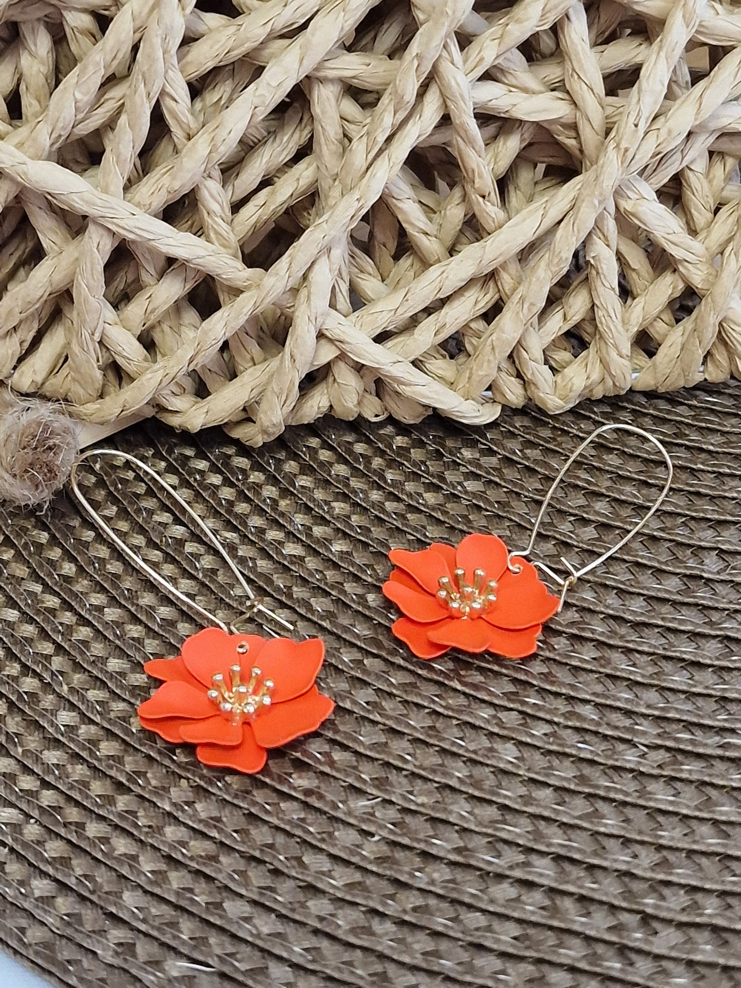 Notre Collection de Bijoux - Boucle d'Oreille Fleur Orange