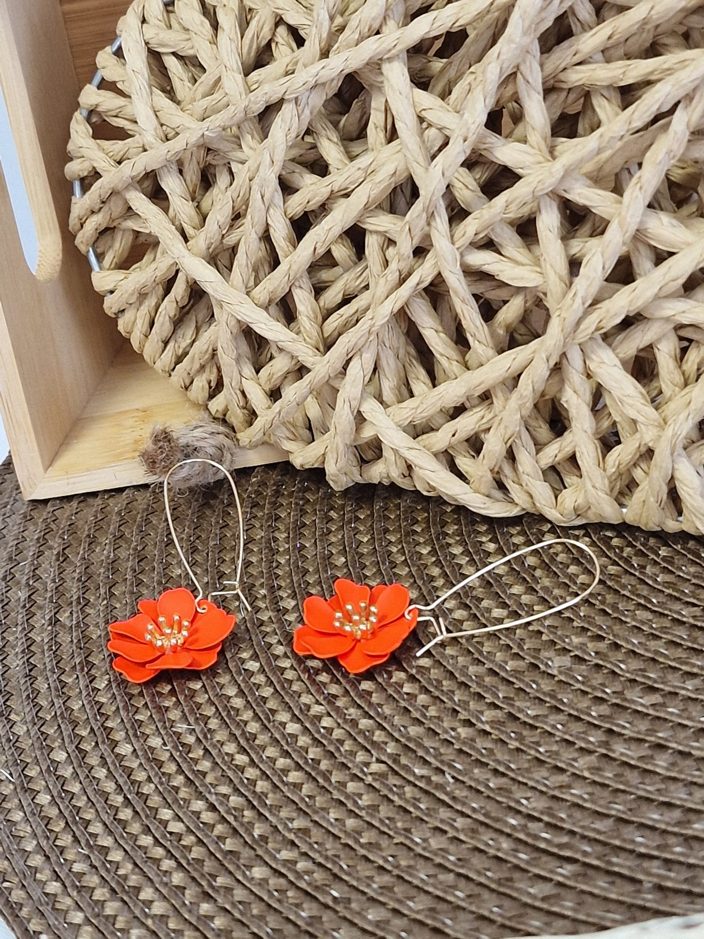 Notre Collection de Bijoux - Boucle d'Oreille Fleur Orange