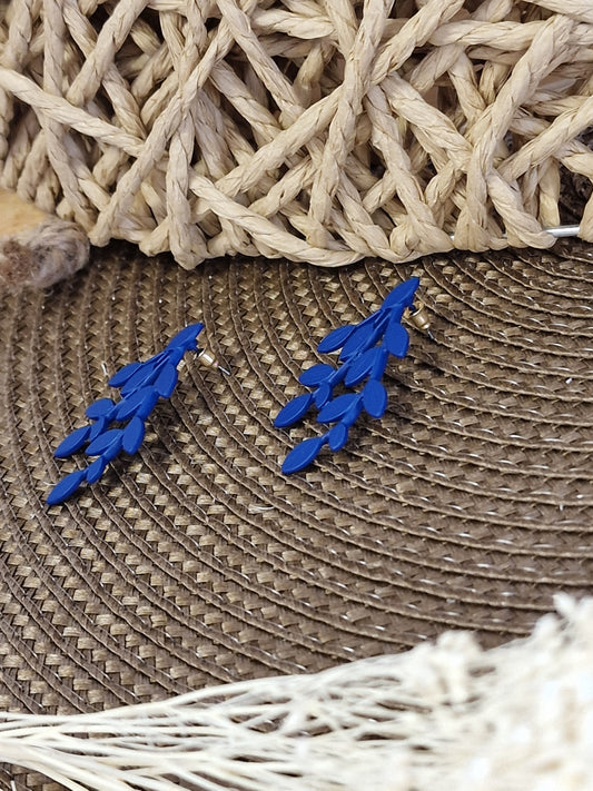 Notre Collection de Bijoux - Boucle d'Oreille Feuille Bleu Azur