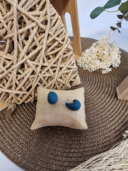 Notre Collection de Bijoux - Boucle d'Oreille Goutte d'Eau Bleu Canard
