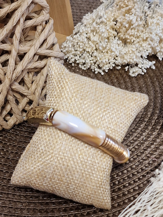 Notre Collection de Bijoux - Bracelet Jonc Doré Beige