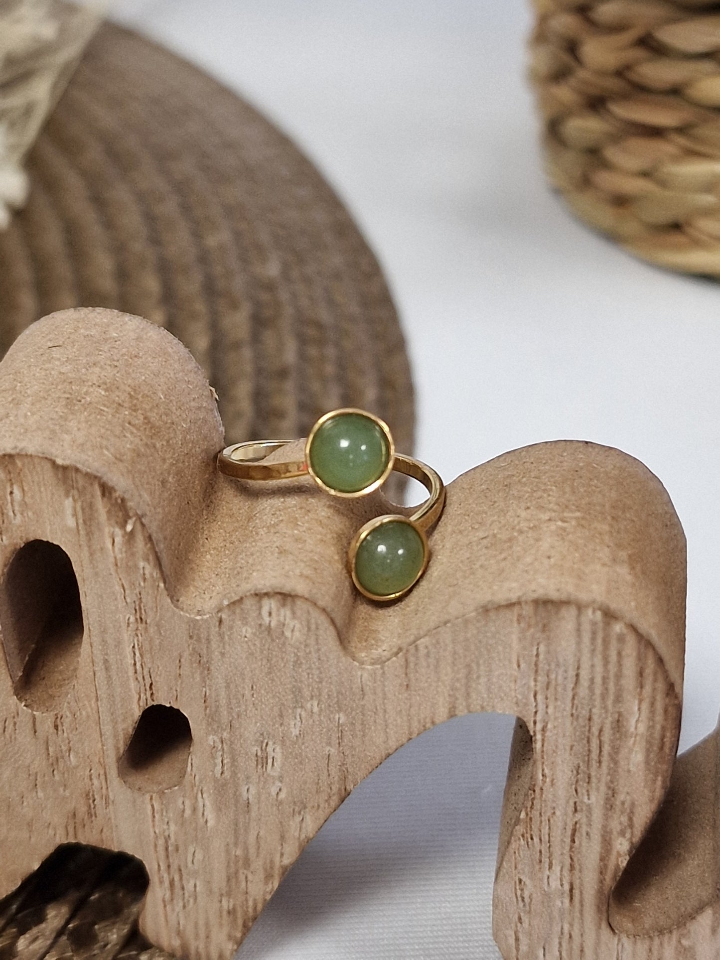 Notre Collection de Bijoux - Bague Dorée Perle Verte