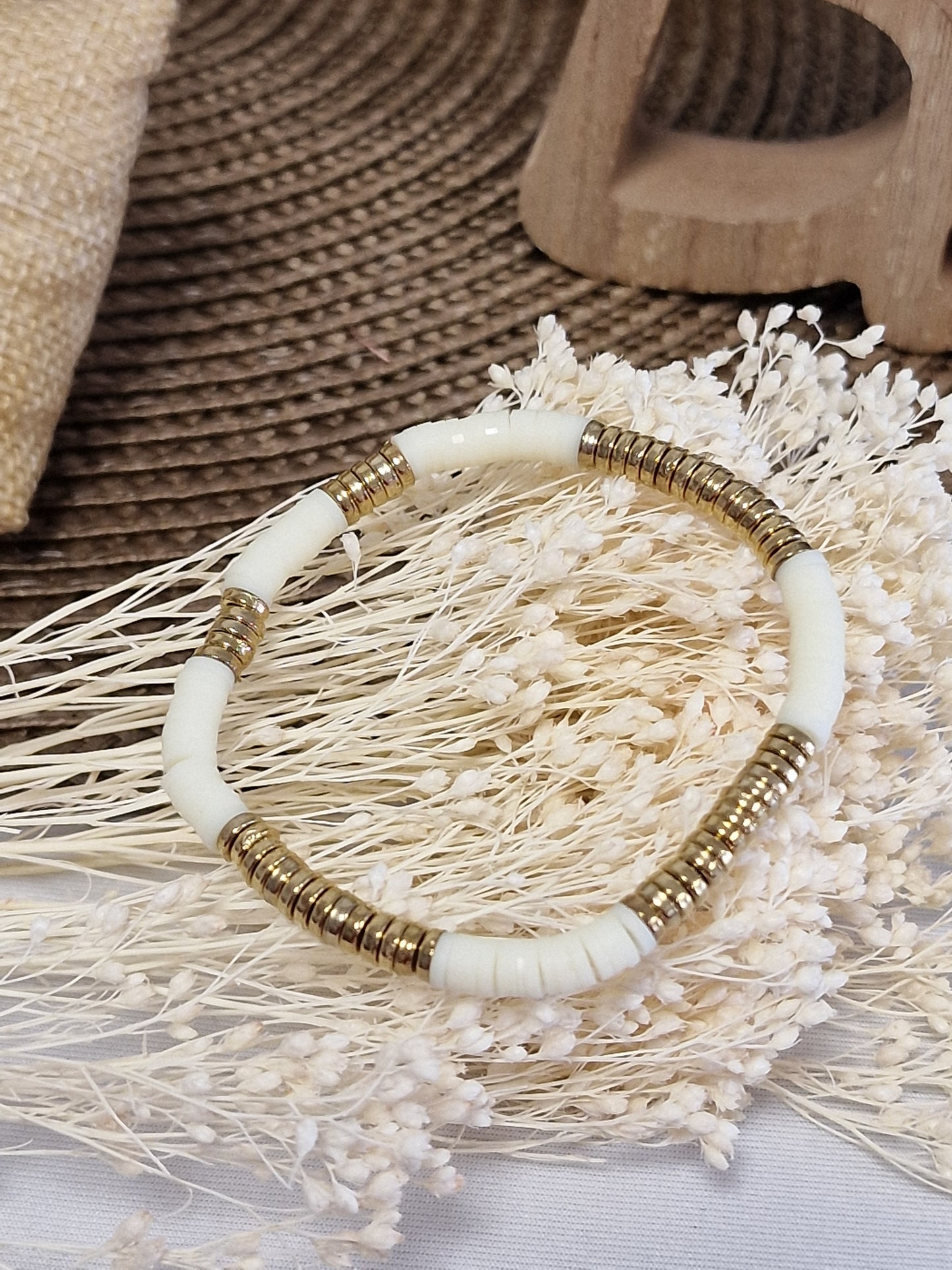Notre Collection de Bijoux - Bracelet Ado Bohème Ivoire et Doré
