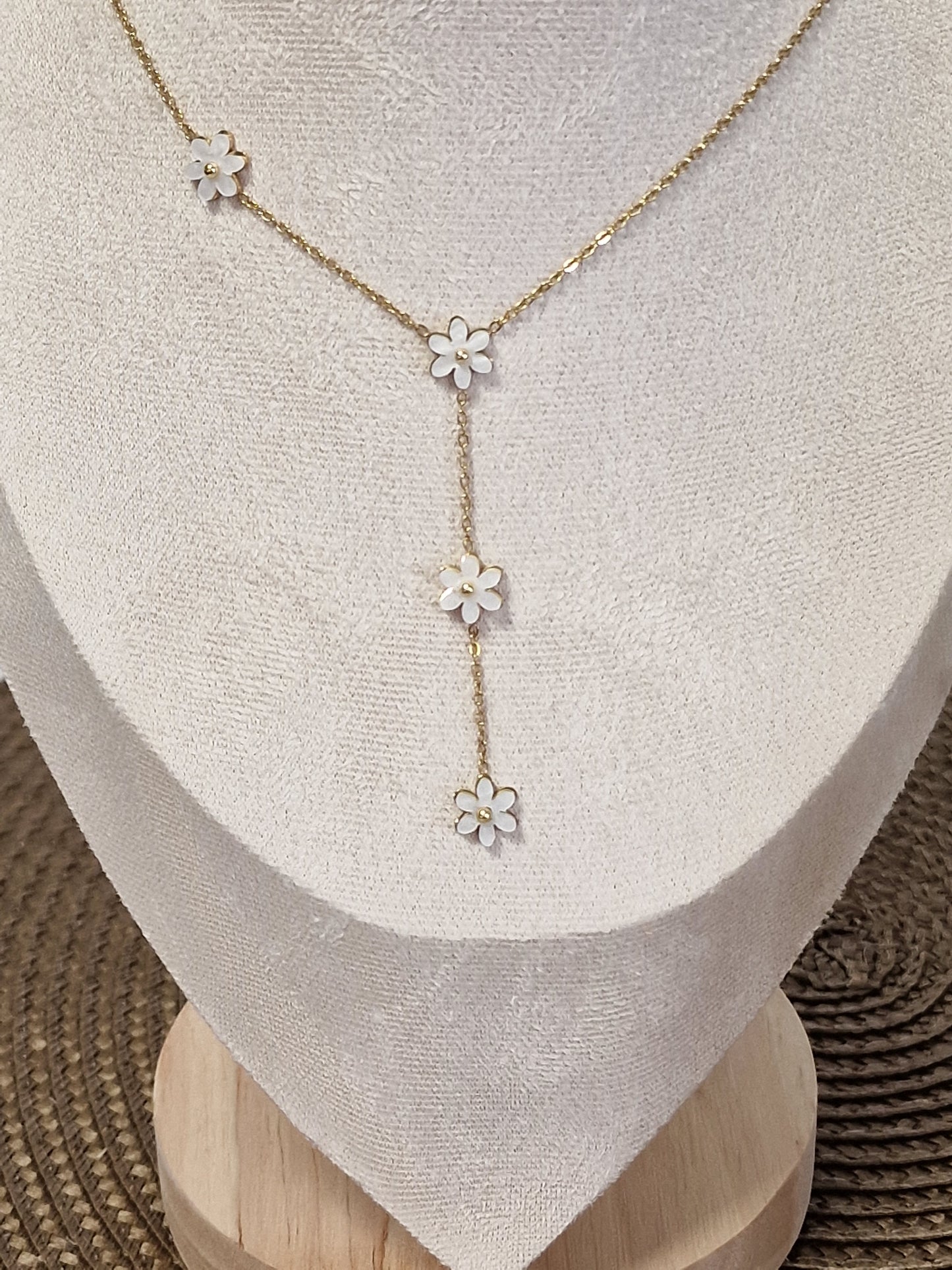 Notre Collection de Bijoux - Pendentif Fleur Blanche