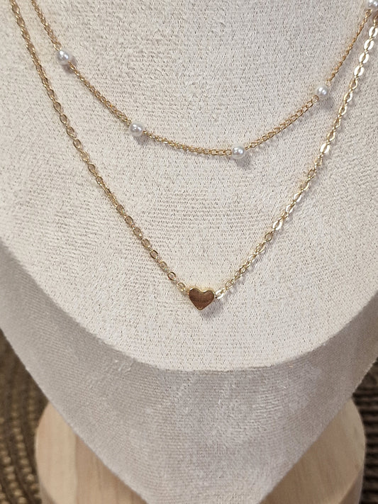 Notre Collection de Bijoux - Pendentif Perle Blanche et Cœur