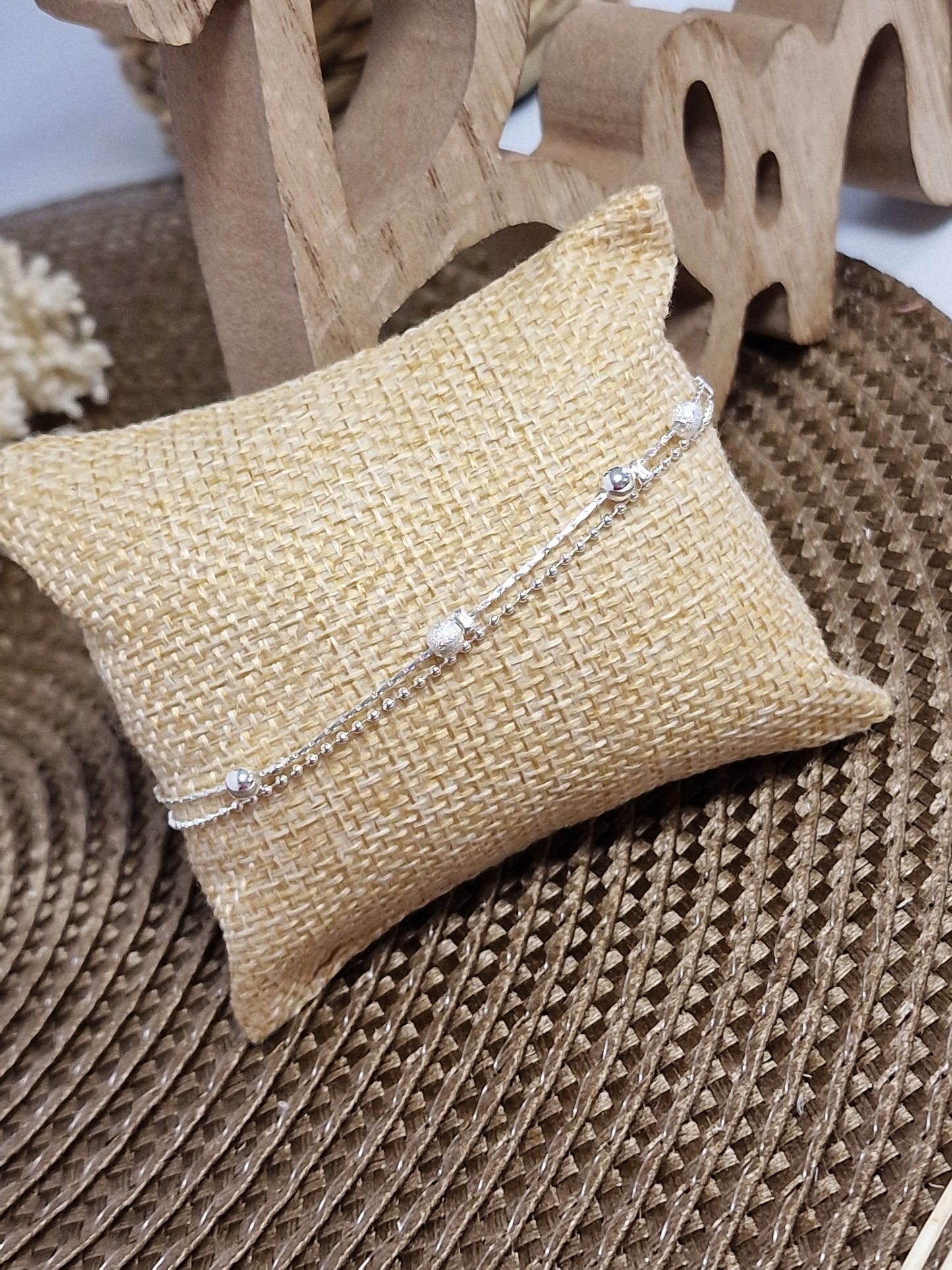 Notre Collection de Bijoux - Bracelet de Cheville Argenté Perlé