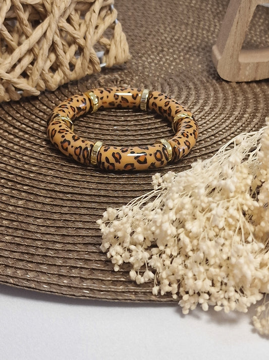 Notre Collection de Bijoux - Bracelet Jonc Imprimé Léopard