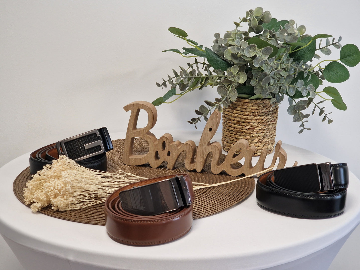Brown Cowhide Leather Automatic Belt