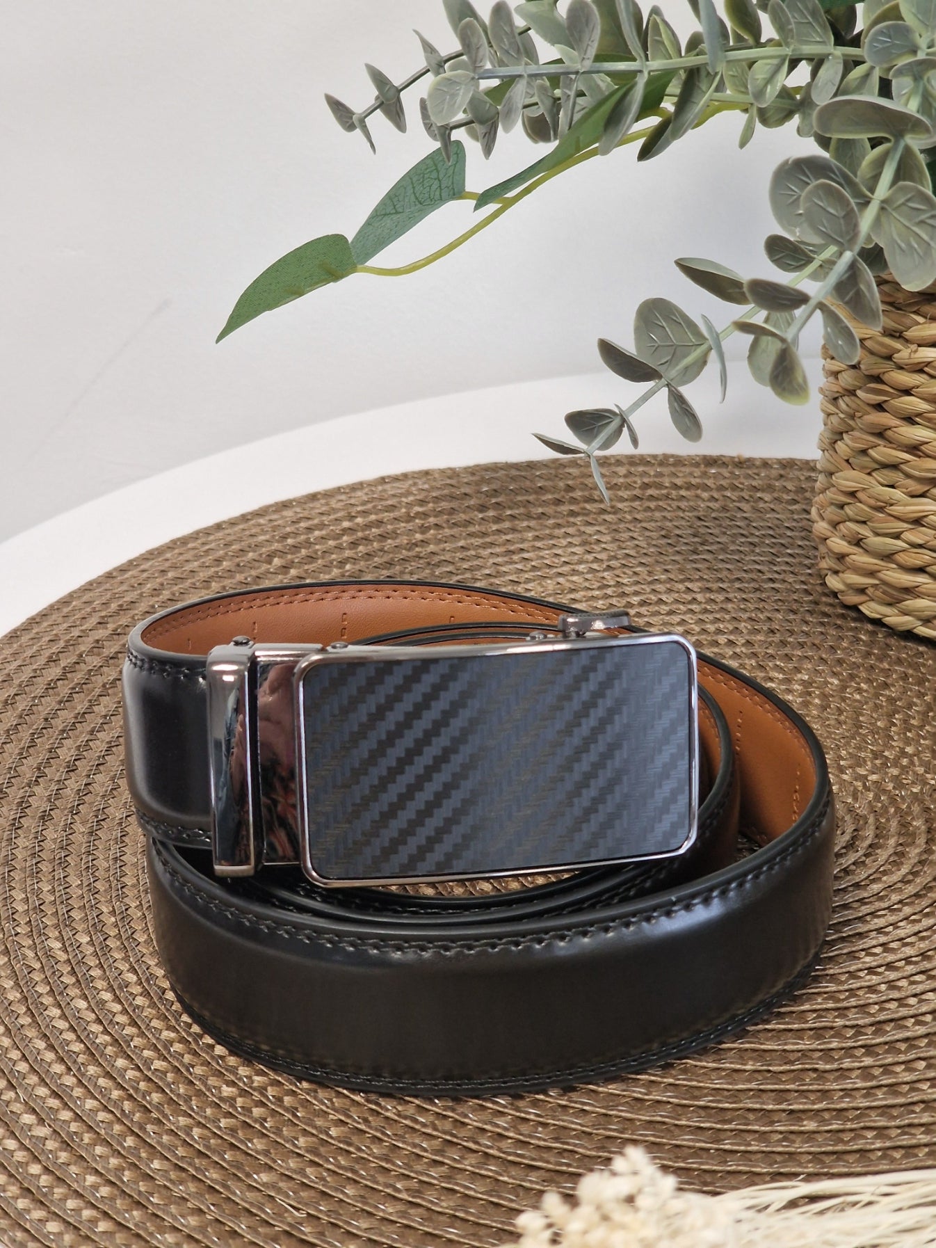 Black Cowhide Leather Automatic Belt