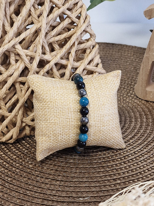 Notre Collection de Bijoux - Bracelet Masculin Perle Naturelle Multicolore Bleu