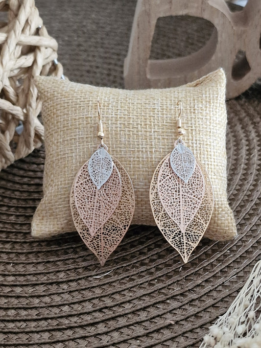Notre Collection de Bijoux - Boucle d'Oreille Bohème Plume Doré