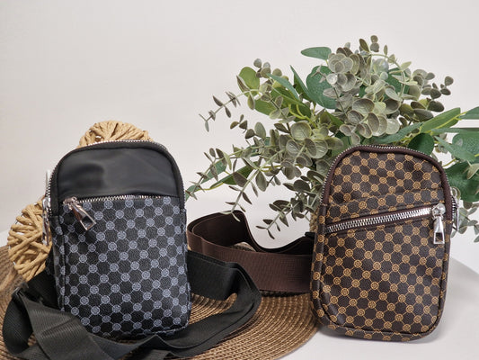 Pochette Zippé à Motif Noir