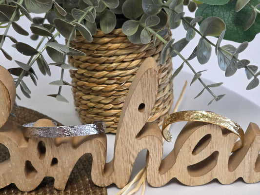 Notre Collection de Bijoux - Bracelet Manchette Texturé Doré