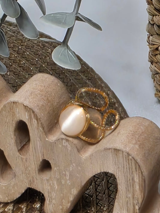 Notre Collection de Bijoux - Bague Doré Perle Beige Nacré