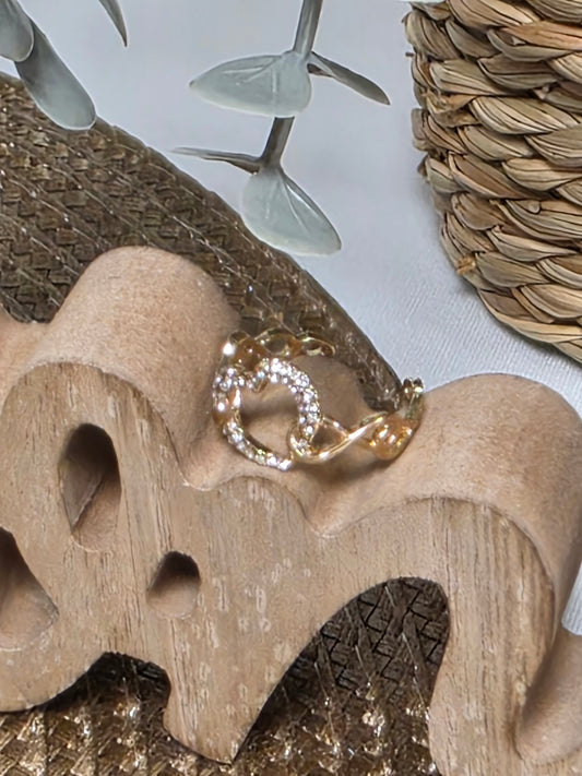 Notre Collection de Bijoux - Bague Cœur Doré à Pierre Blanche