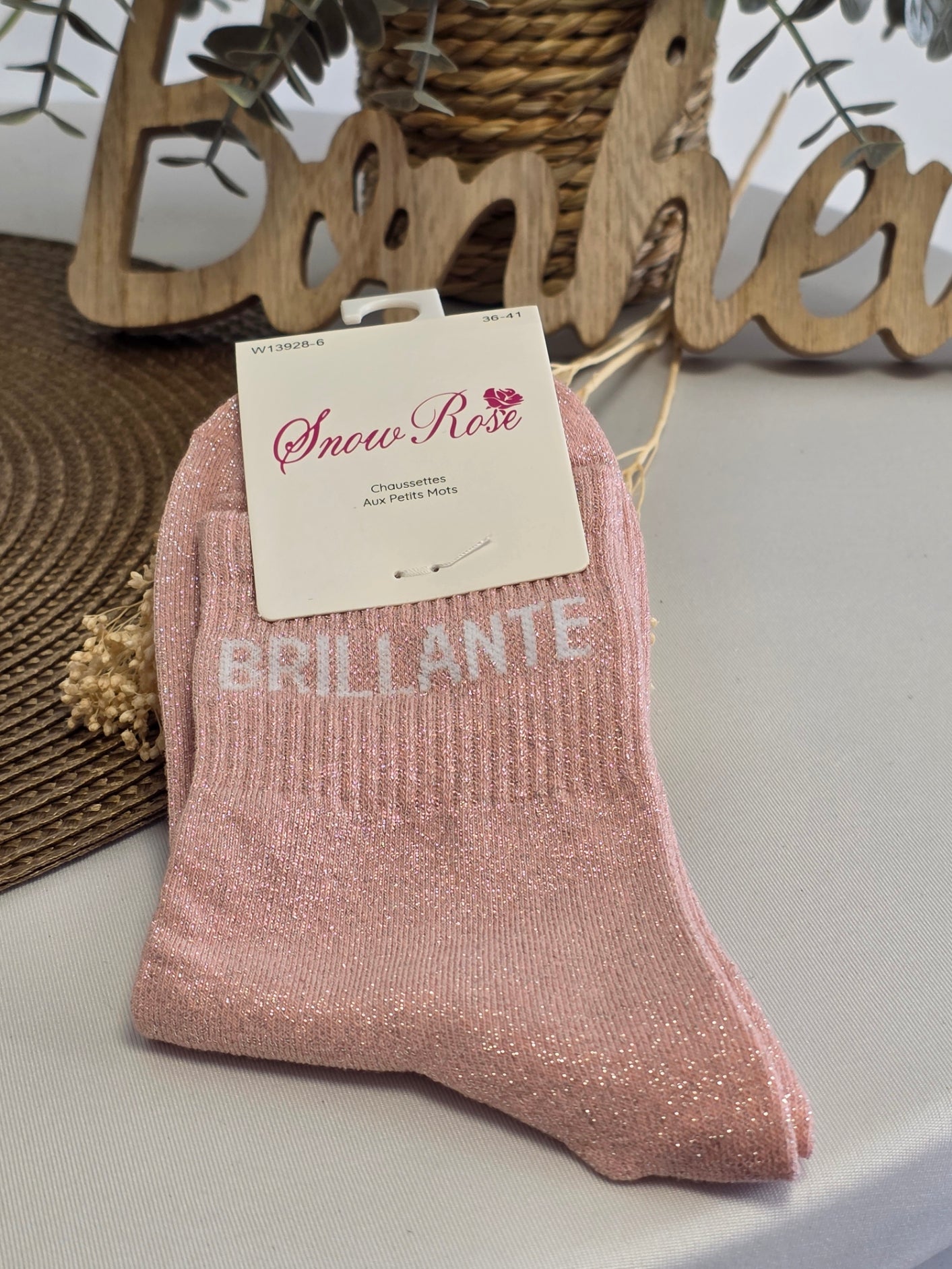 BRILLANTE - Chaussette à Paillette Rose