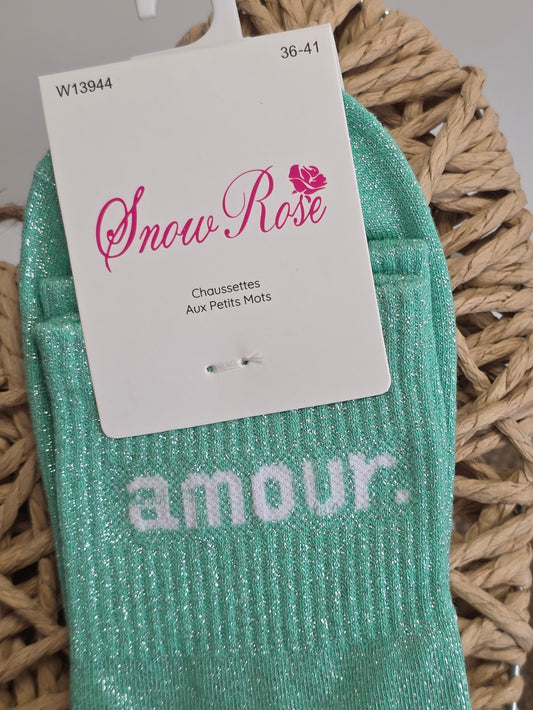 LOVE - Green Sequin Sock