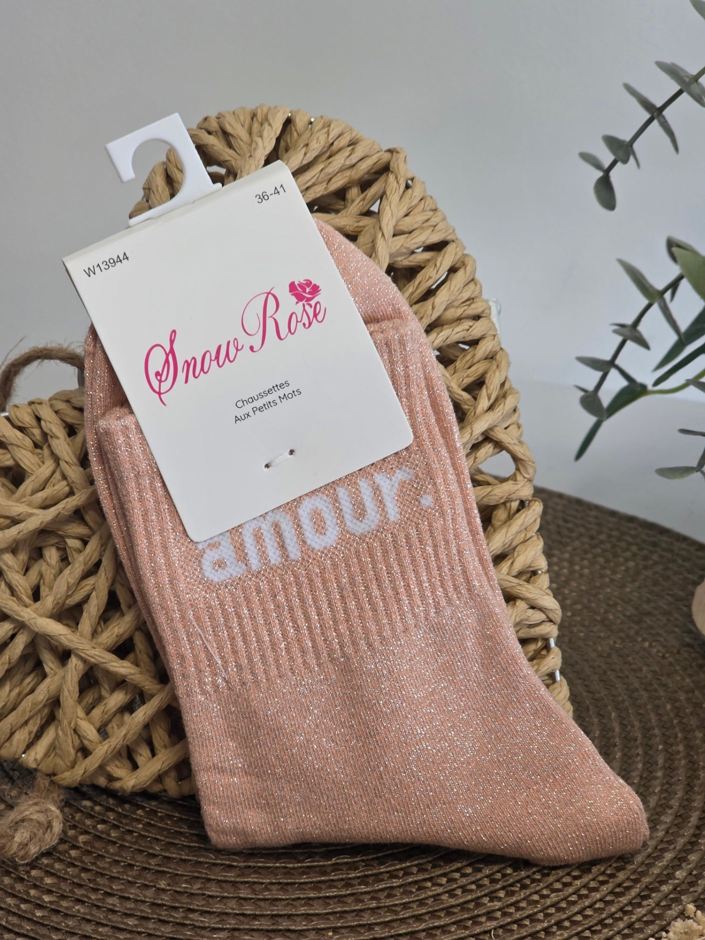 LOVE - Peach Sequin Sock