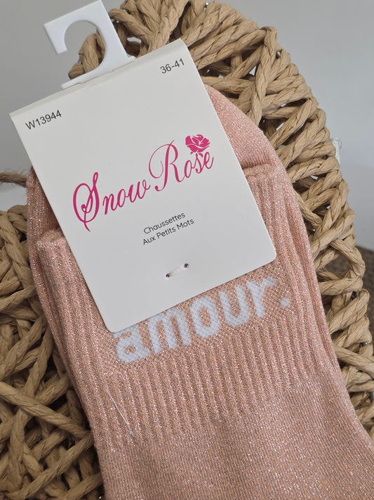 LOVE - Peach Sequin Sock