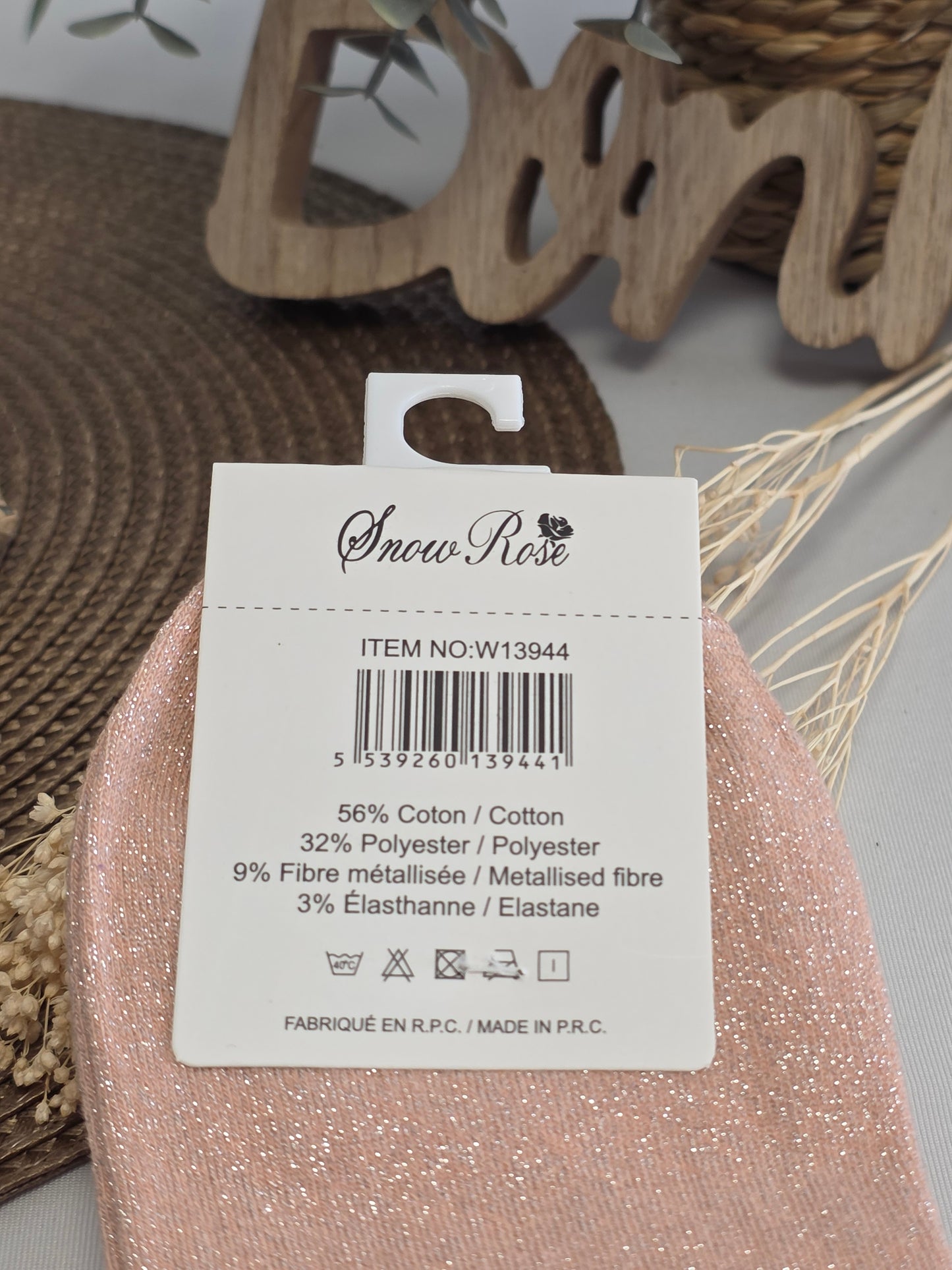 LOVE - Peach Sequin Sock
